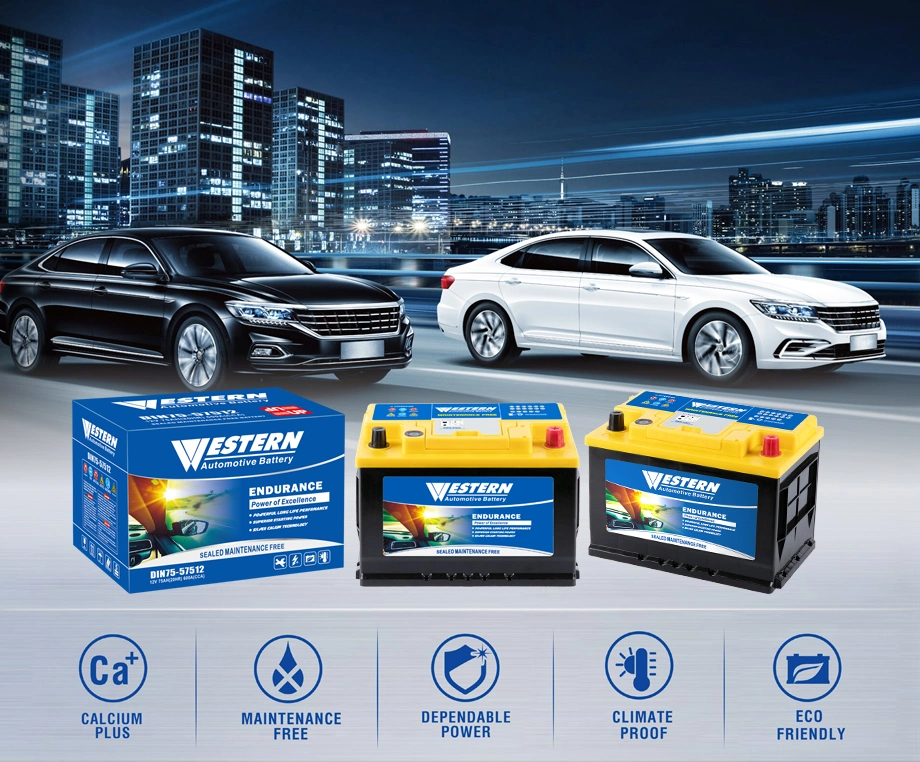 DIN75 Mf/Maintenance-Free Automotive Car Battery 12V Sealed-Lead-Acid for Automobile/Auto/Truck/Solar Power Best Wholesale Price