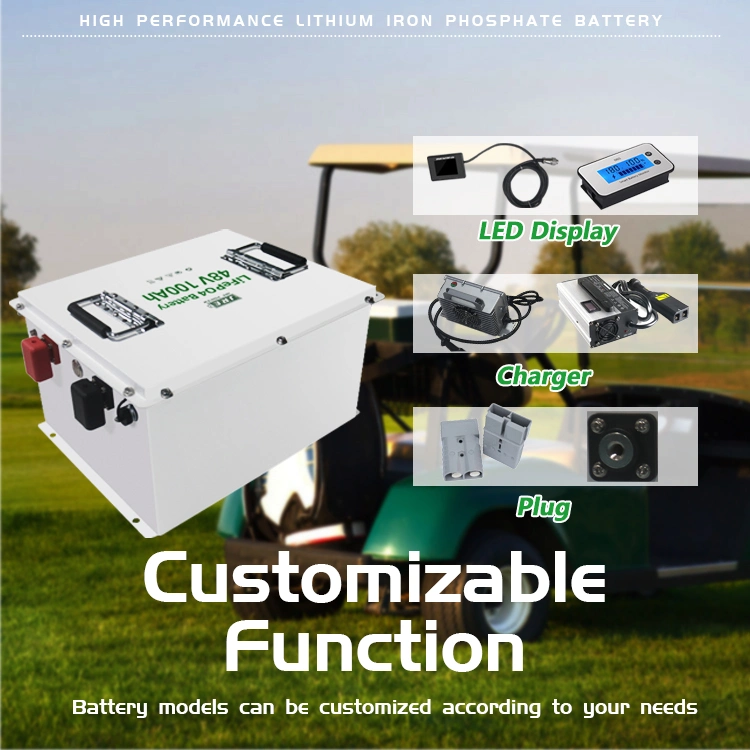 48V 51.2V 100ah 105ah 160ah Rechargeable LiFePO4 Golf Cart Batteries Deep Cycle Lithium Ion Battery Power Energy Storage EV Battery with Bluetooth