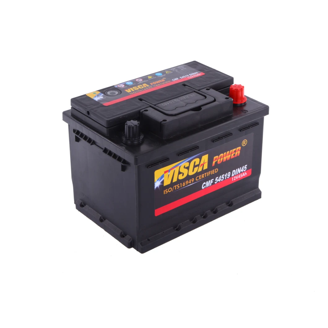 Maintenance Free Car Battery Factory 54519 12V 45ah (MF DIN45) Visca Power Sealed Lead Acid Battery