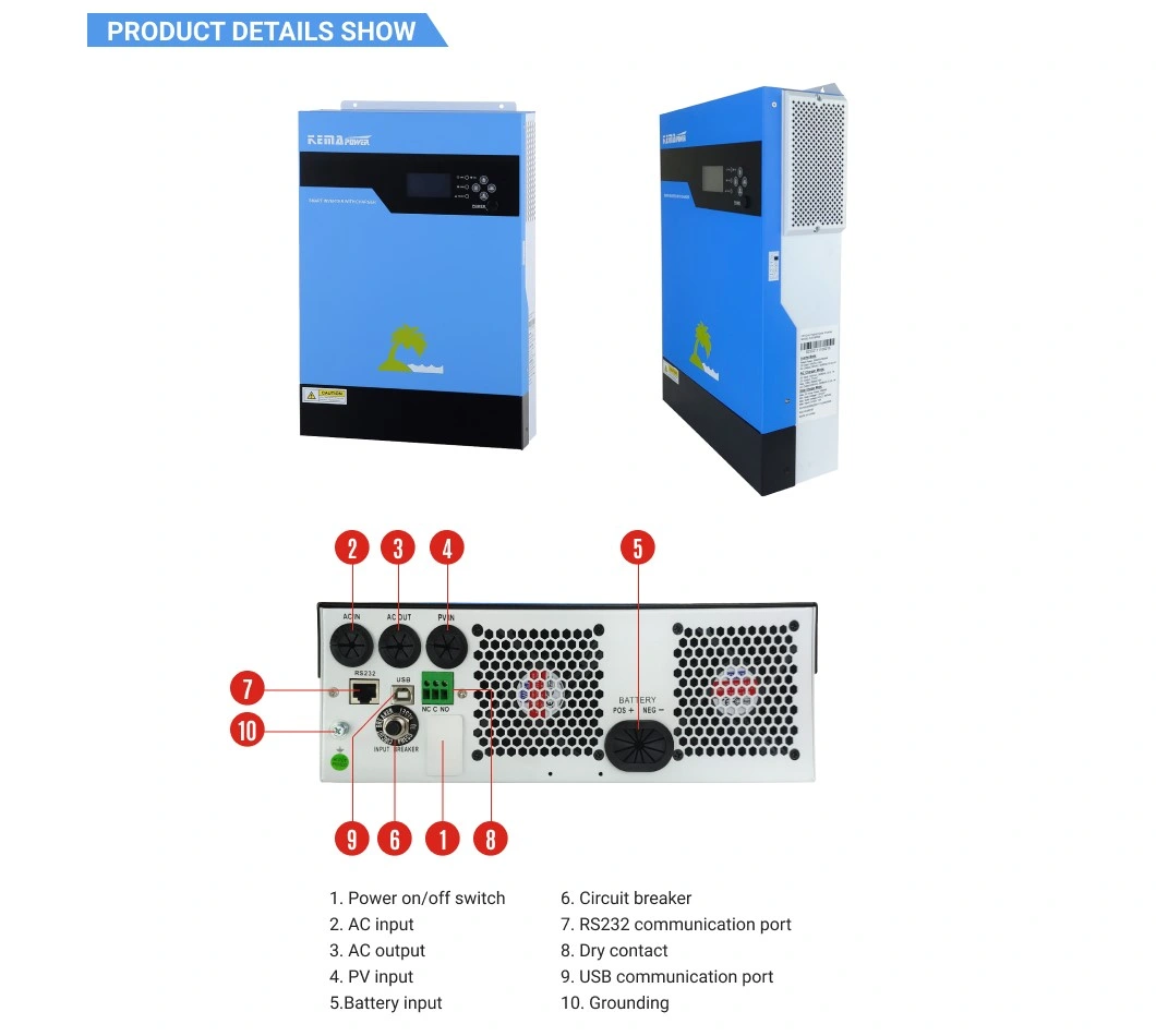 5000W Kemapower Pump Frequency Hybrid Power System Wave Solar High Frequency Industrial Inverter