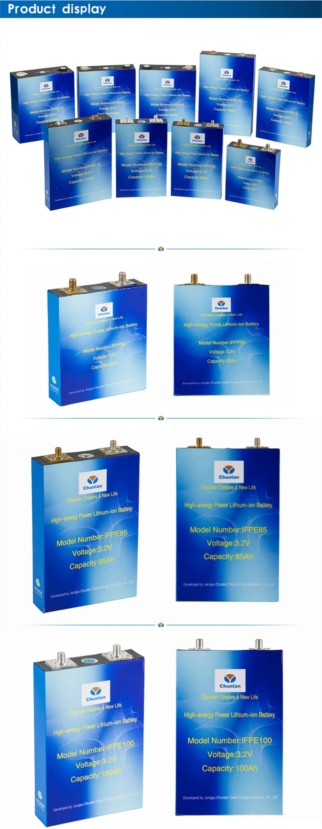 Deep Cycle 3.2V 240ah Battery Cells with Plate for EV Lithium Ion Battery LiFePO4